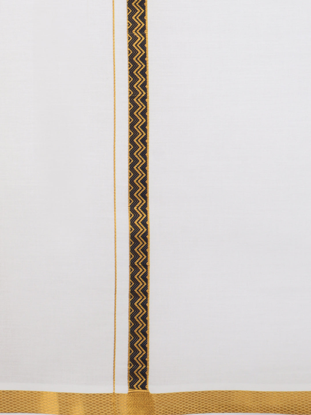 Men Cotton Blend Single Layer White Dhoti with Double Side Fancy Jari Border GP04