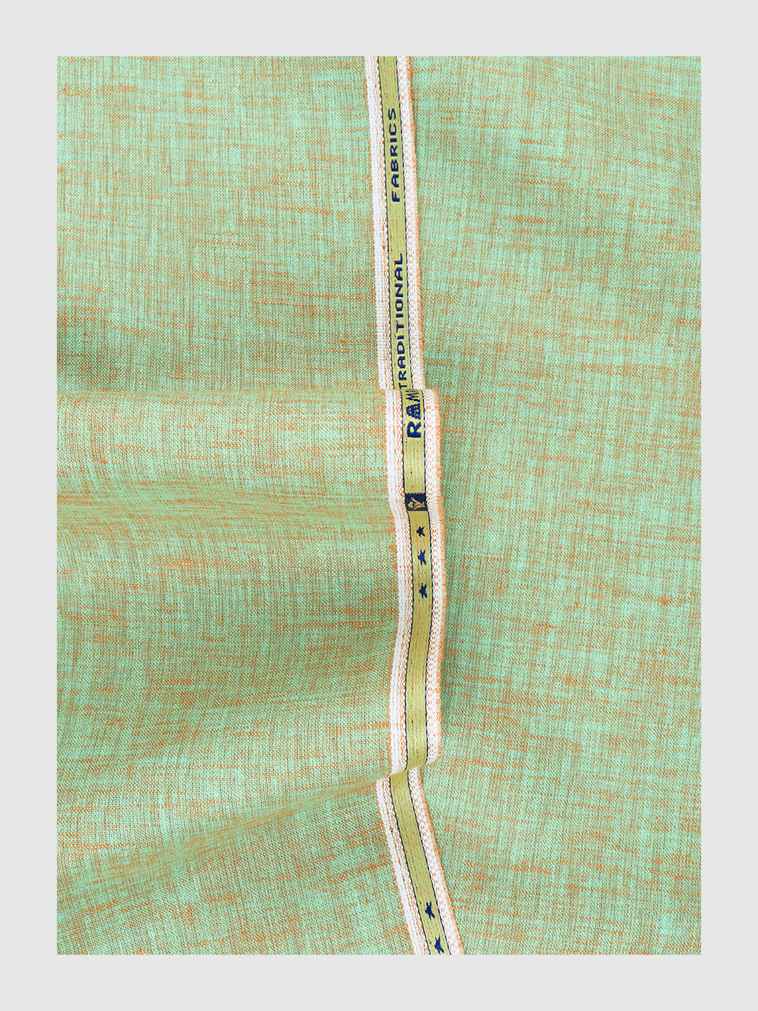 Men Cotton Blend Green Self Design Shirt and Kurta Fabric Lampus