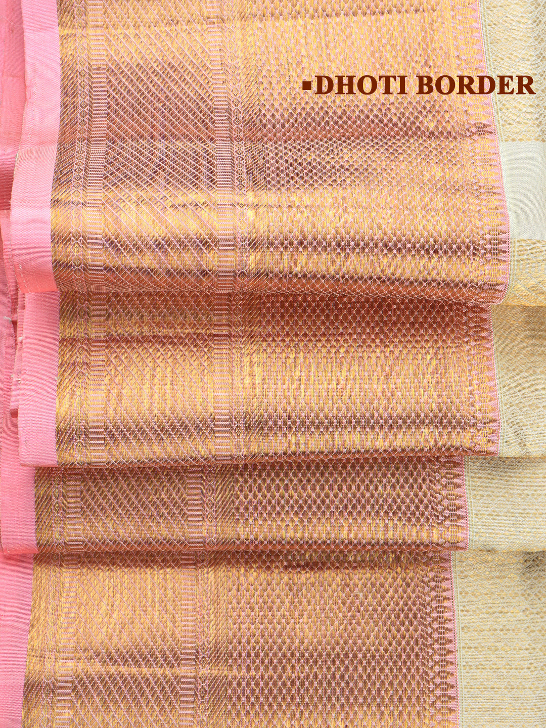 Men Premium Pure Silk Dhoti & Towel Set with 6" inch Gold Jari Border Amirtham AM10