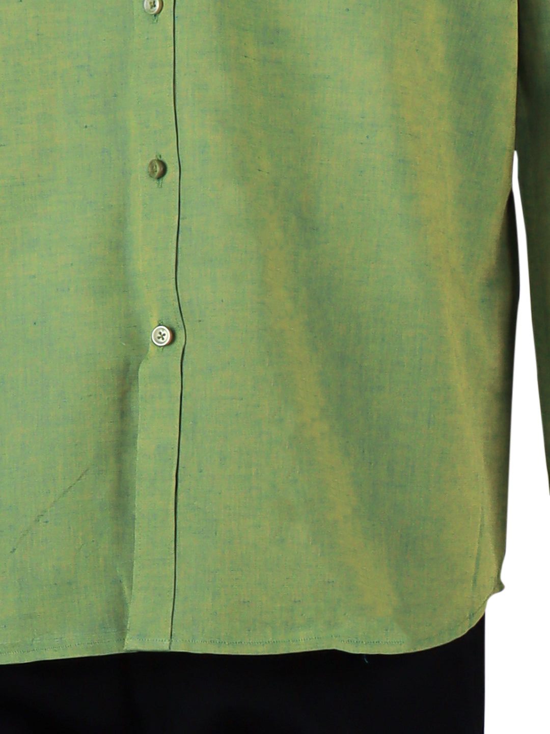Men Yellowish Green Linen Cotton Chinese Collar Shirt LF9