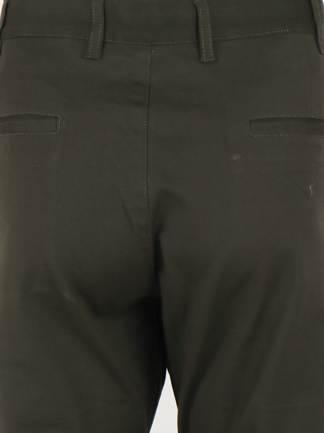 Men Cotton Lycra Dark Green Smart Fit Pant Zara