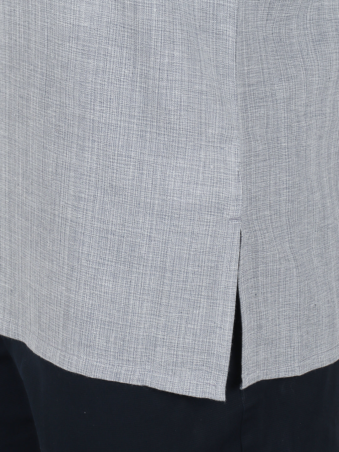 Men Cotton Short Length Plain Pocket Kurta Blue Grey PC23