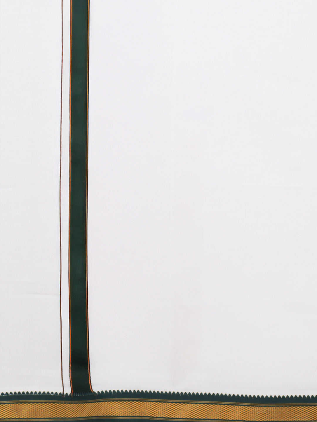 Men 100% Cotton Single Layer White Dhoti Mayilkhan Border Brindhavan