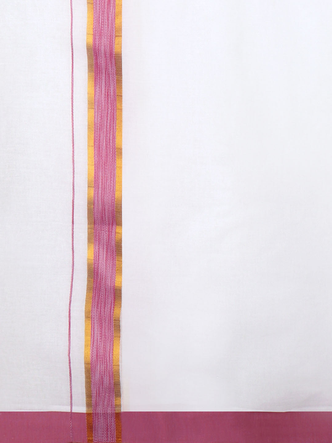 Men Cotton Blend Readymade Double Layer White Dhoti with Fancy Jari Border GFDA01