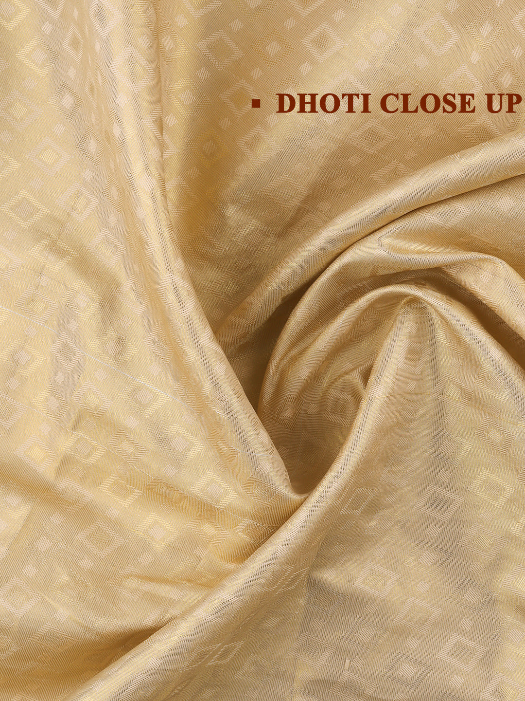 Men Art Silk Wedding Set Dhoti Shirting & Towel Set Gold Brahmotsavam B13(3*1)