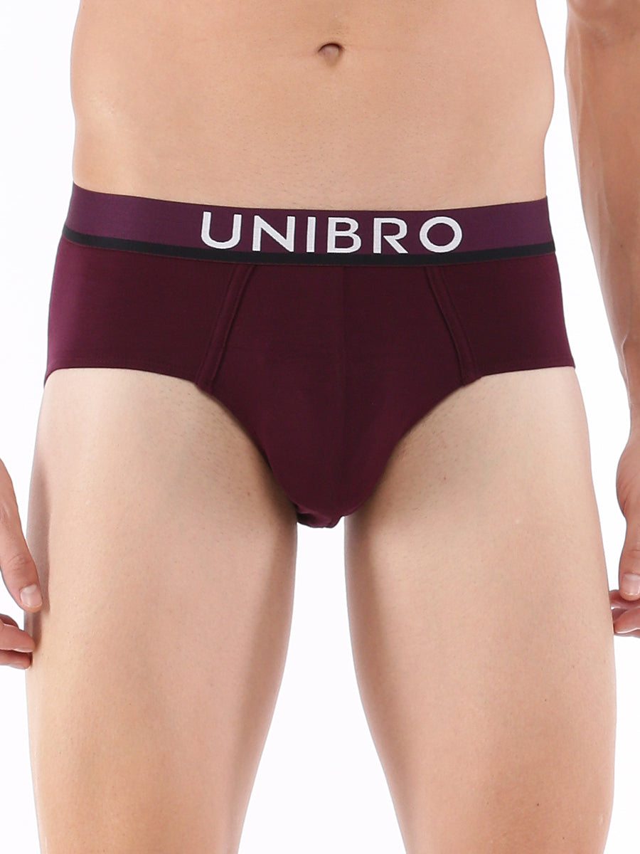 Mens Premium Brief with Outer Elastic TENCEL™ Modal Fiber Fabric-Maroon