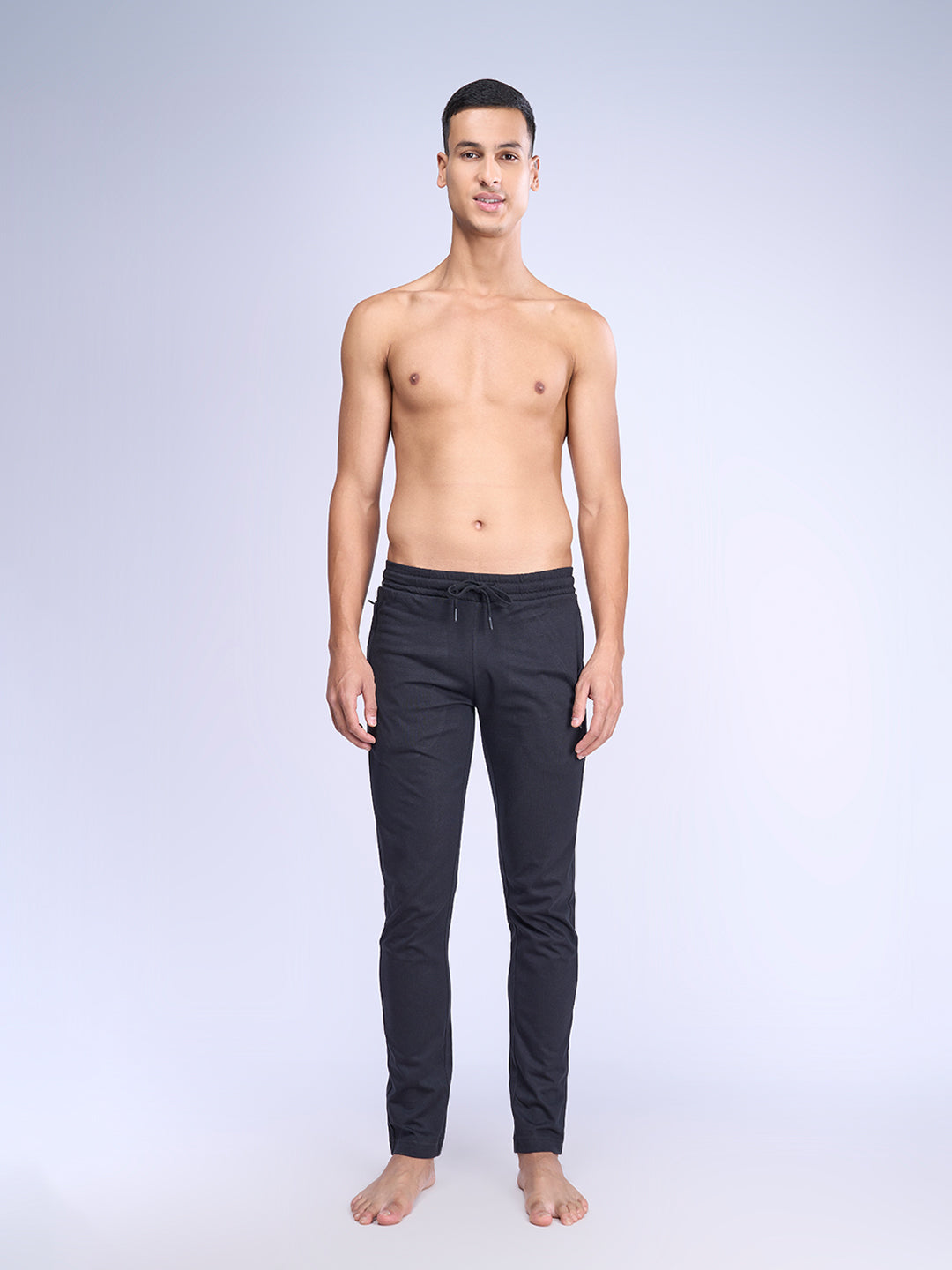 Men Combed Cotton Rich Track Pant with Side Pockets Black ETK1