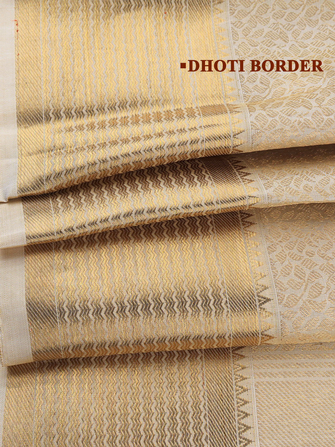 Men Premium Pure Silk Emboss Design Dhoti and Towel Set with 2-gram Gold Jari Agarshana
