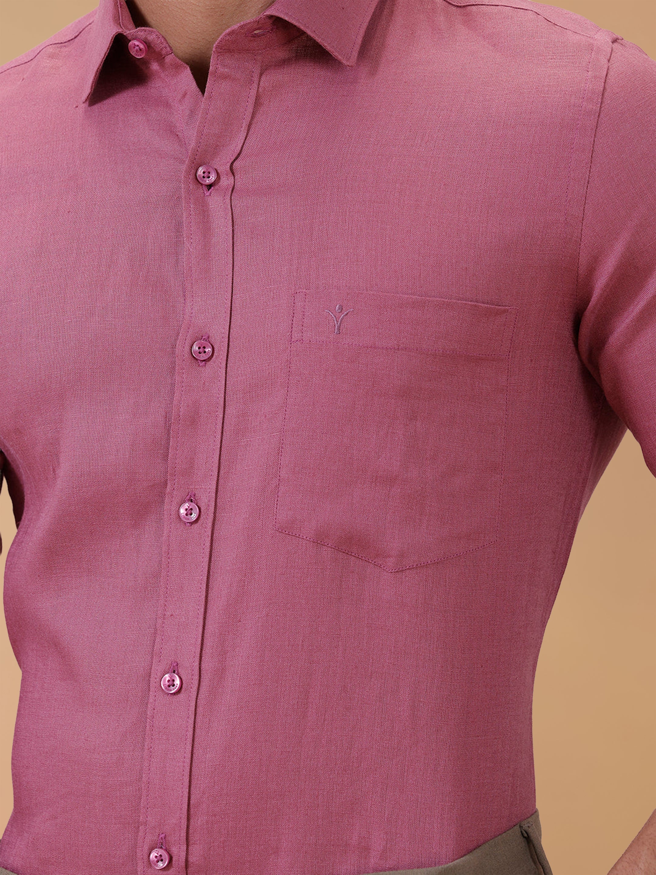 Pure Linen purple Pink Smart Fit Shirt L122