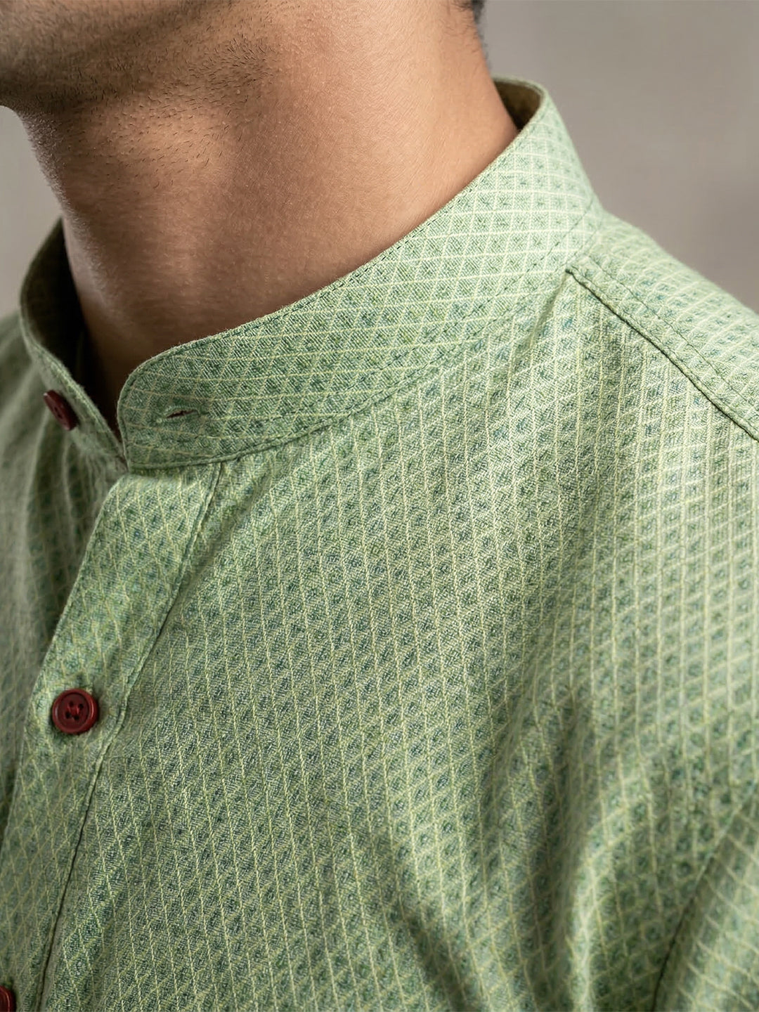 Cotton Medium Length Printed Pocket Kurta Green MHJ7