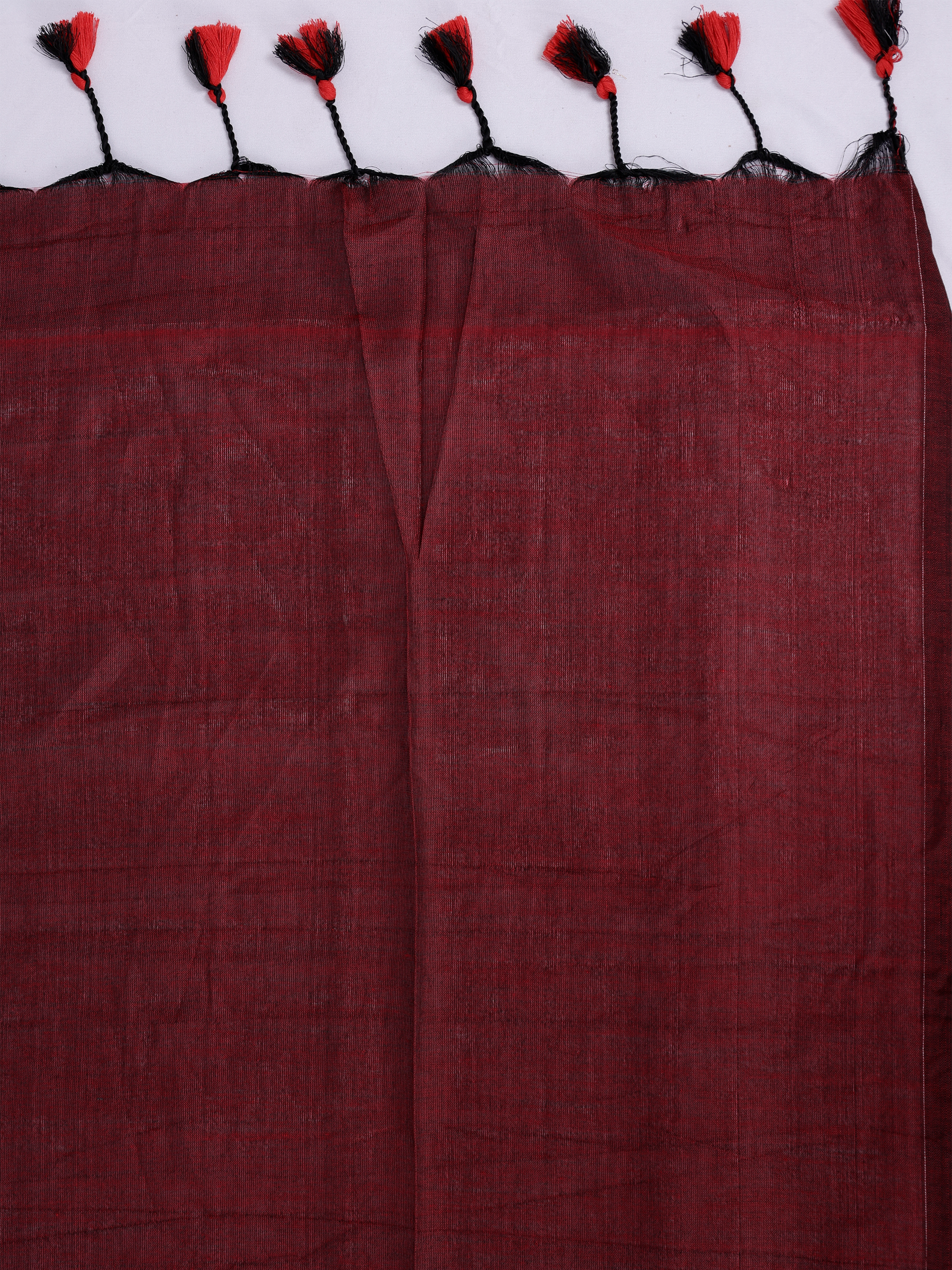 Women Pure Cotton Dark Maroon Saree PCS293