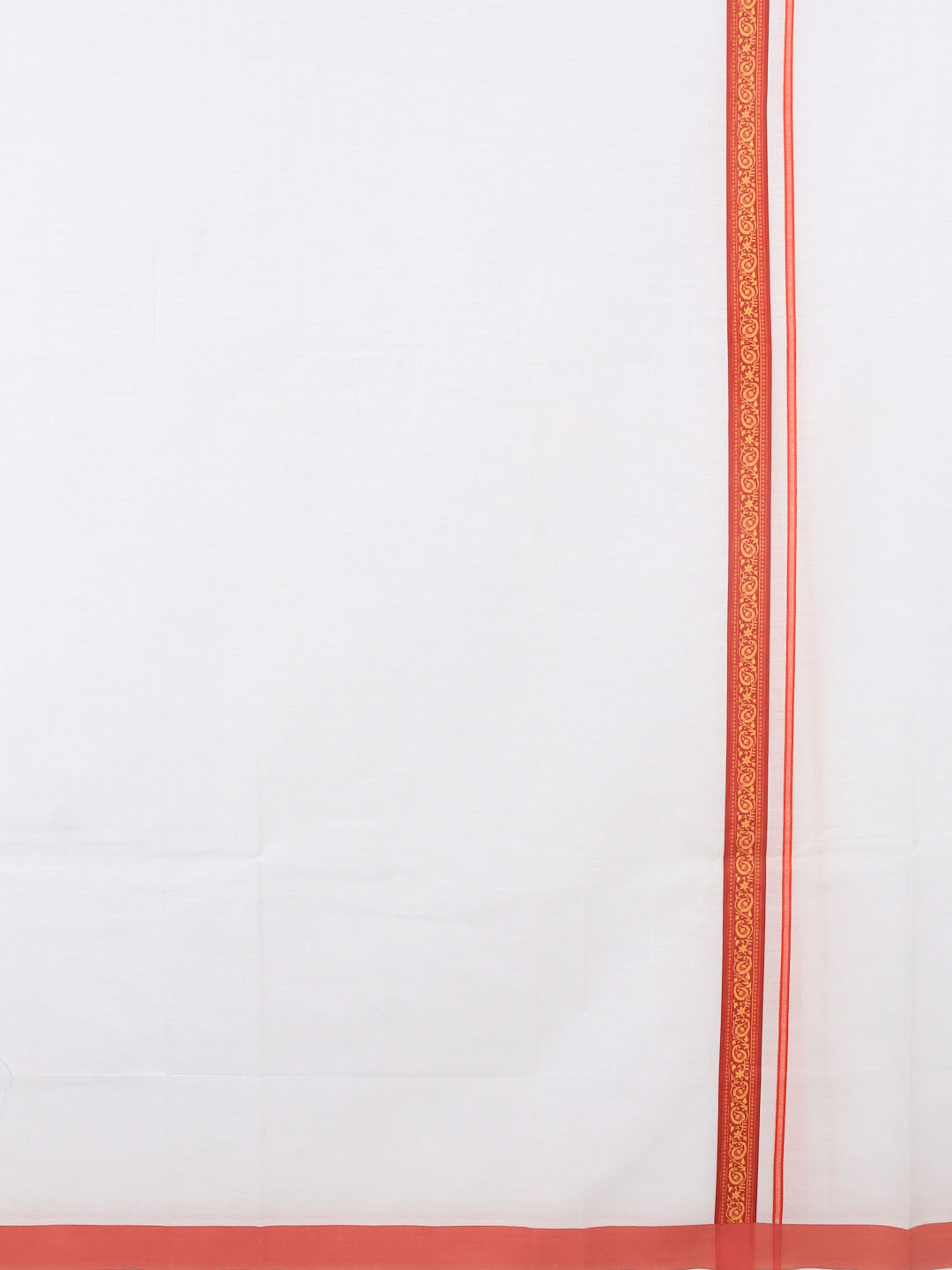 Men Cotton Blend Single Layer White Dhoti with Double Side Fancy Border HM 08