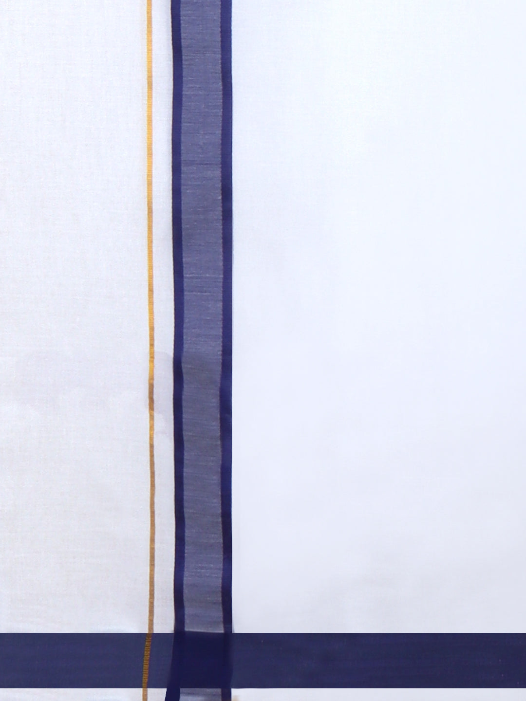 Men Cotton Blend Readymade Double Layer White Dhoti with Fancy Jari Border GFDA06