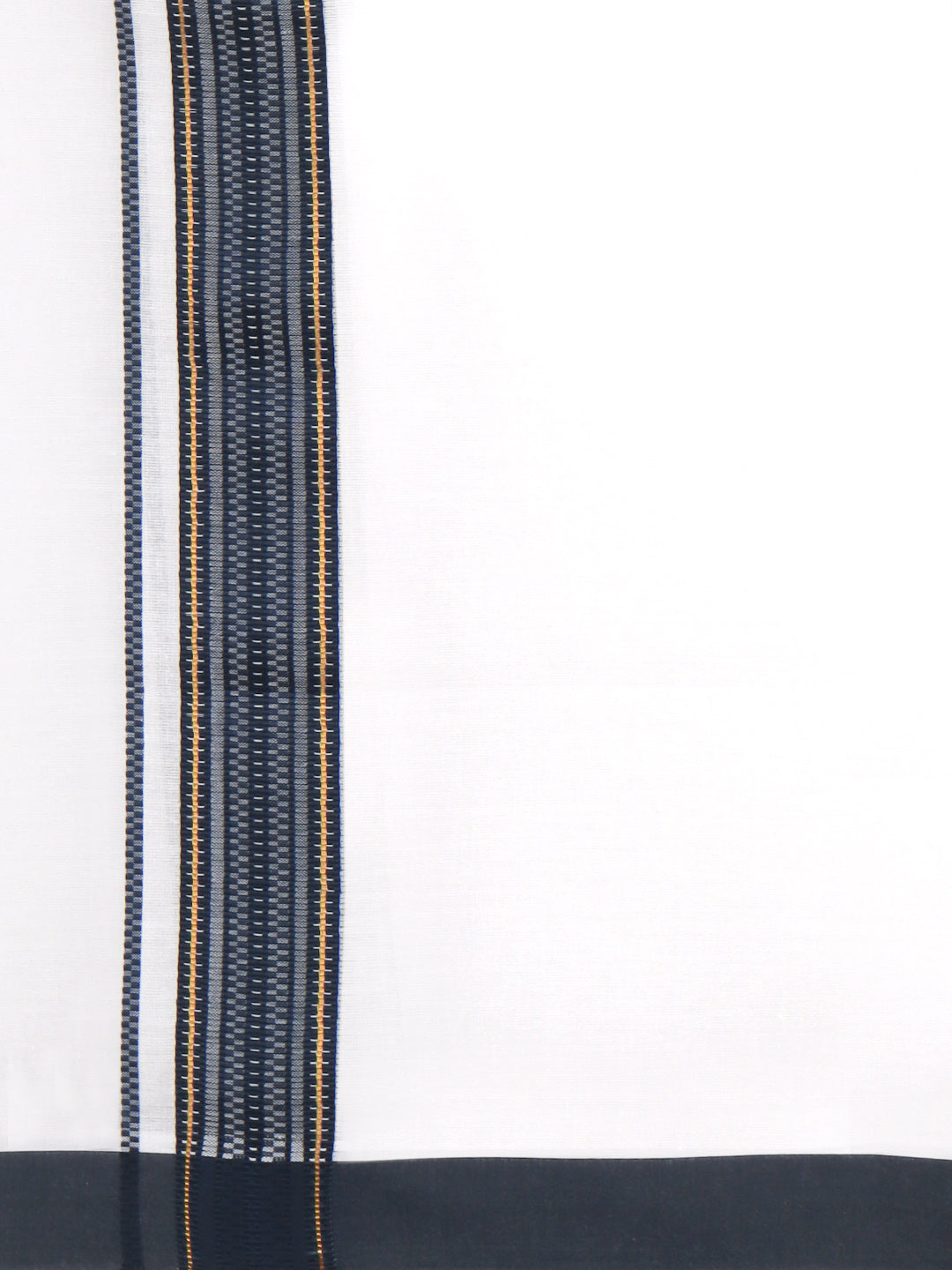 Men 100% Cotton Double Layer White Dhoti with Fancy Jari Border RGF04