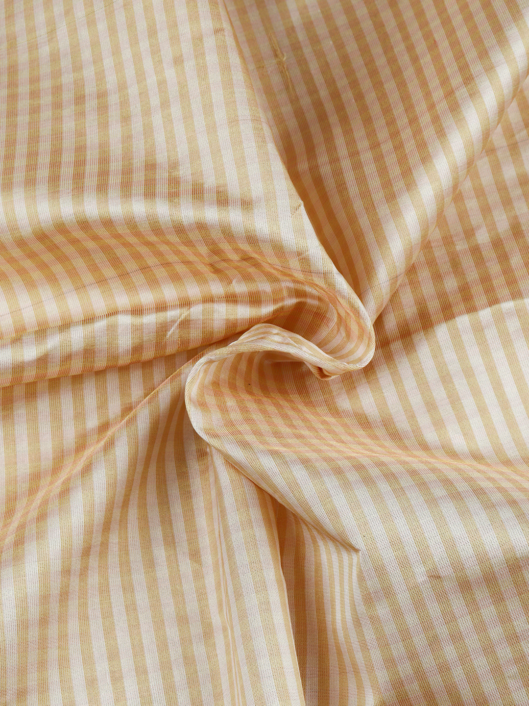 Mens Checked Dark Cream Pure Silk Tissue 10 Meter Shirt Fabric-Close view