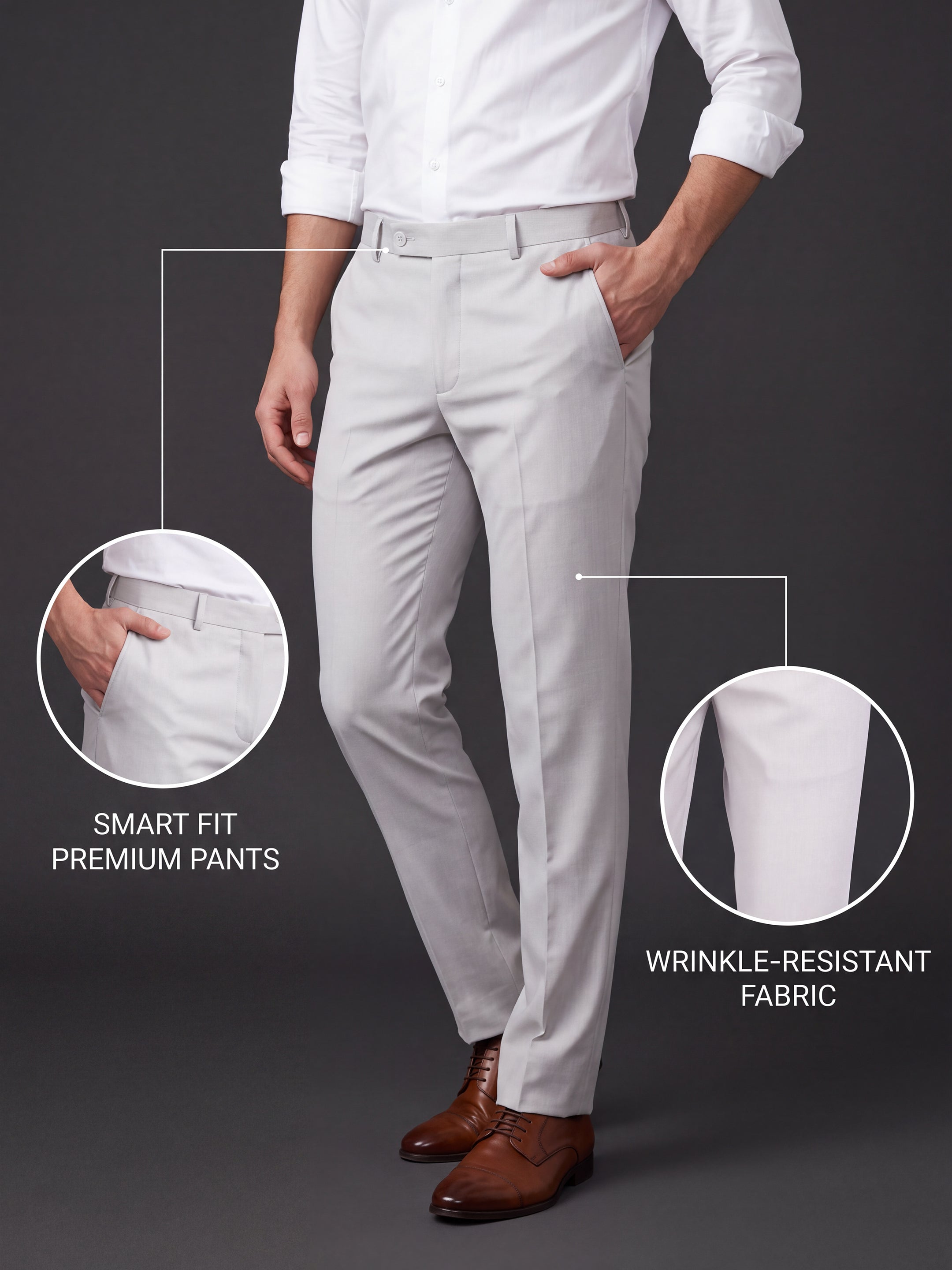 Prima Club Cotton Poly Viscose Stretchable Waistband Light Grey Pants