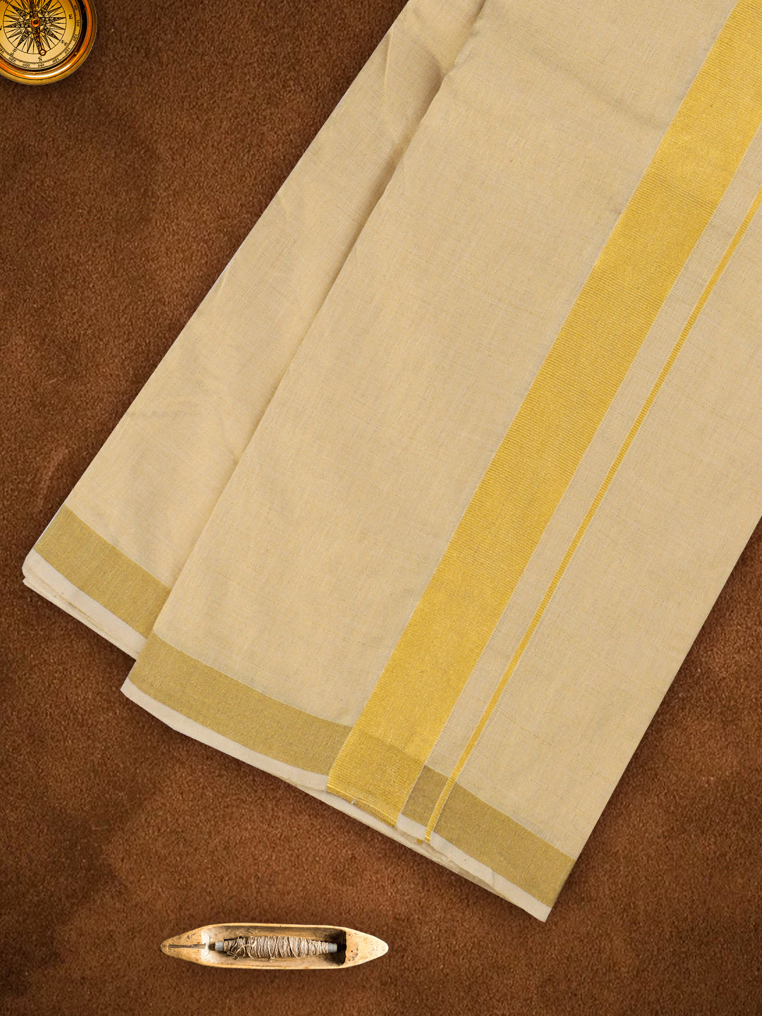 Double Layer Premium Handloom Gold Jari Dhoti 4m