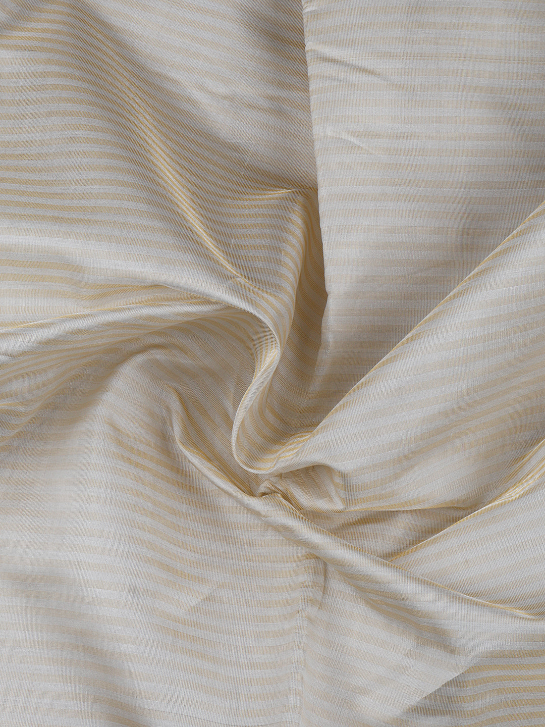 Mens Striped Cream Pure Silk Tissue 10 Meter Shirt Fabric-Zoom view