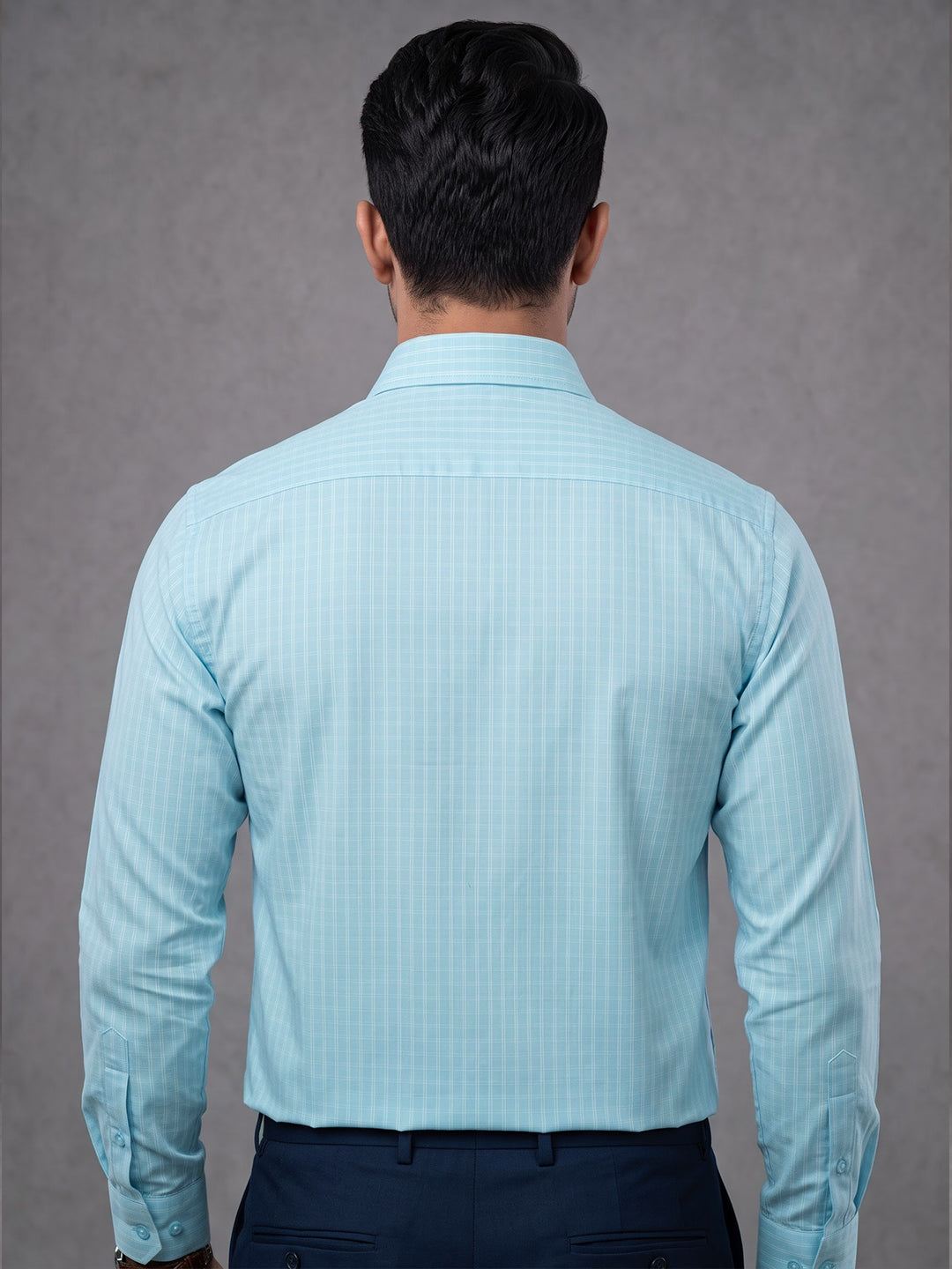 Prima Club Premium Cotton Dobby Aqua Green Checks Regular Fit Shirt SRBP4