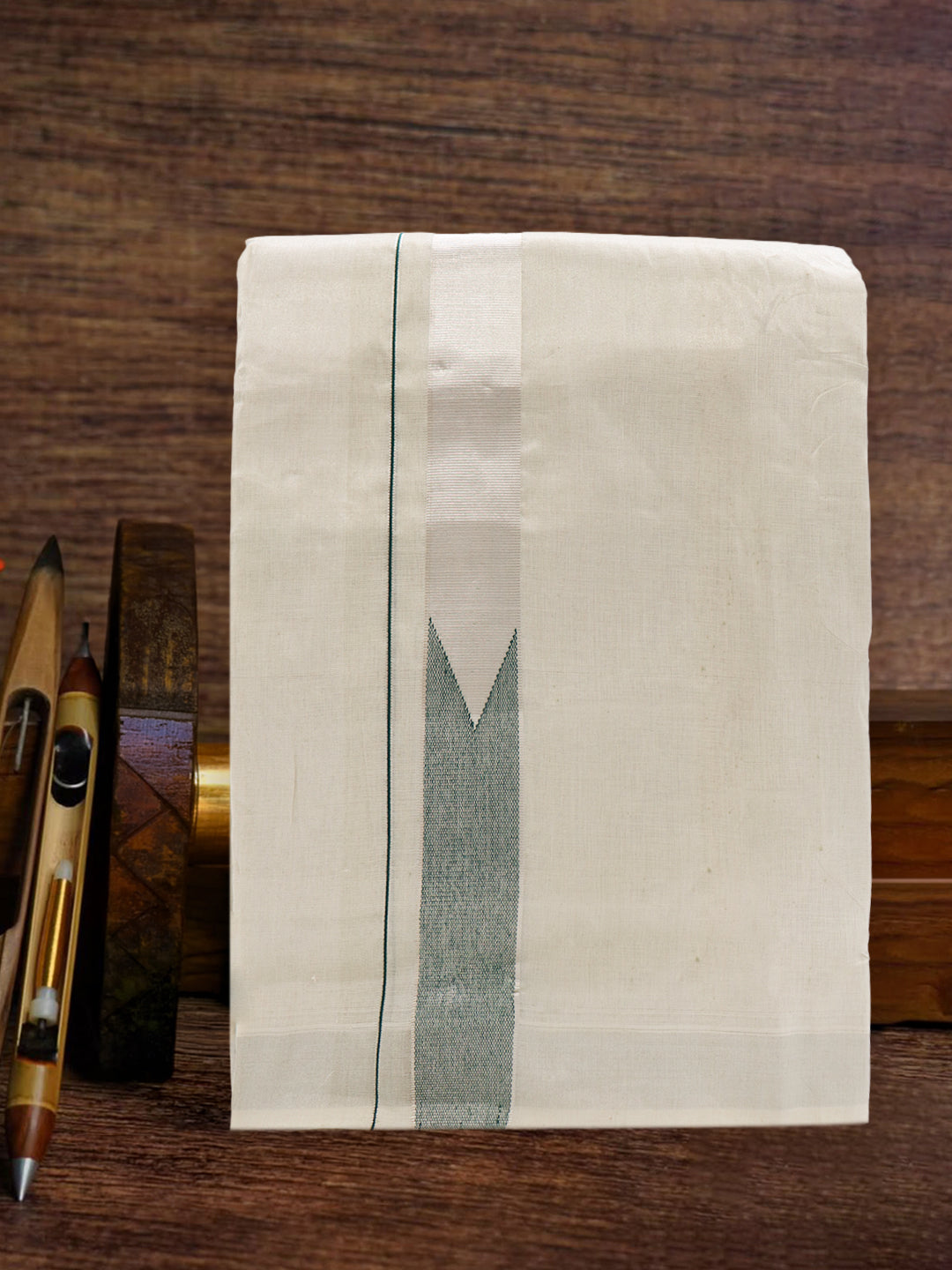 Men Premium Handloom Tissue Dhoti with Fancy Jari Border HLM104