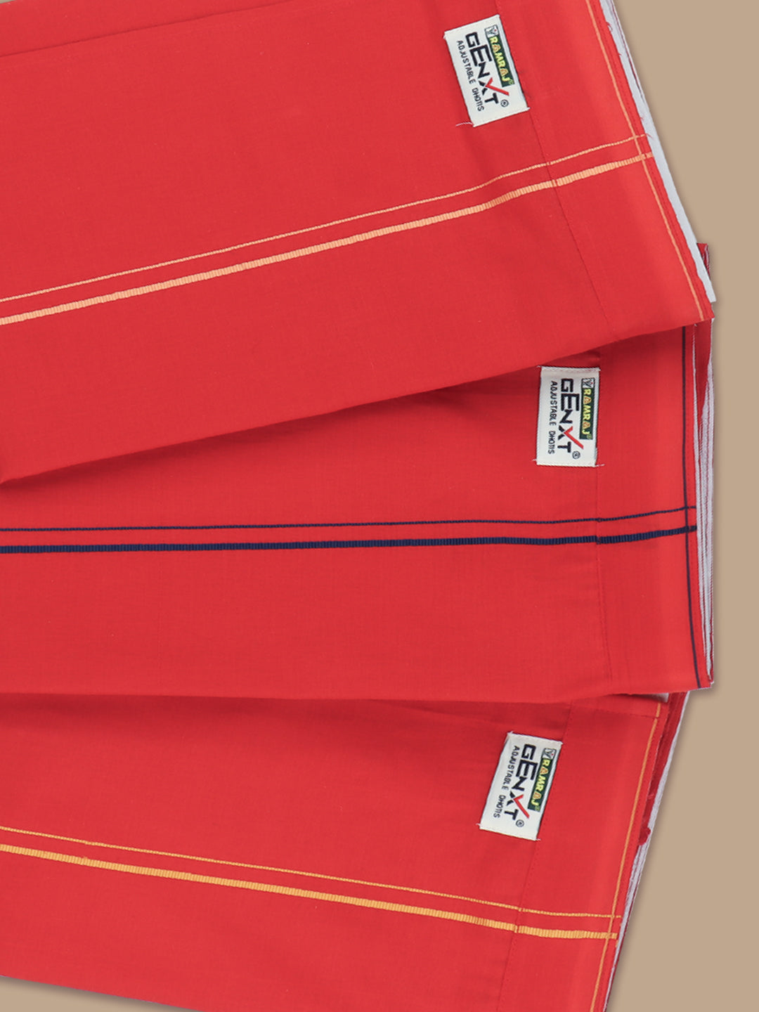 Men Cotton Blend Readymade Single Layer Red Dhoti with Assorted Border