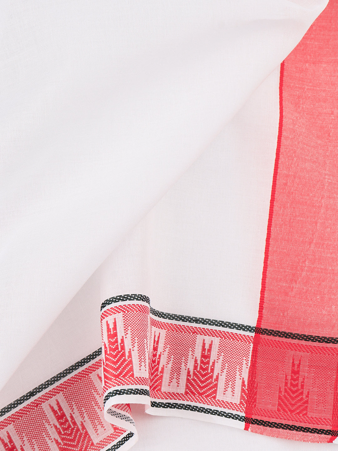 Men Cotton Red Fancy Border Panchakacham with Angavasthram Srirasthu(9+5) SR59