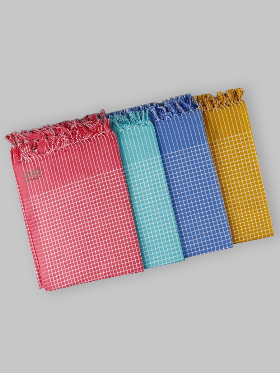 Hero Checked Bath Towel Colour (2 PCs Pack)-Mix colour