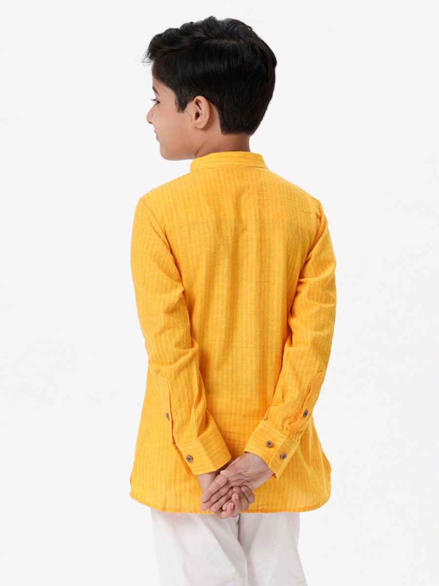 Boys Breeze Cotton Full Sleeves Yellow Kurta-Back view