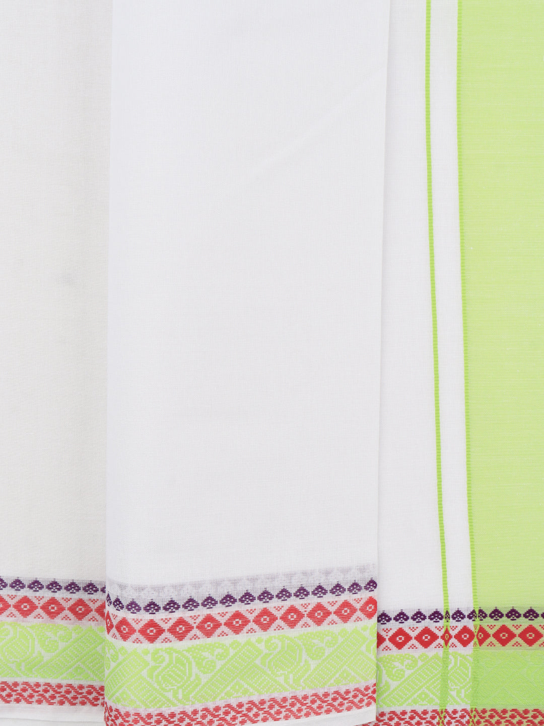 Men Cotton Green Fancy Border Panchakacham with Angavasthram (9+5) JD13