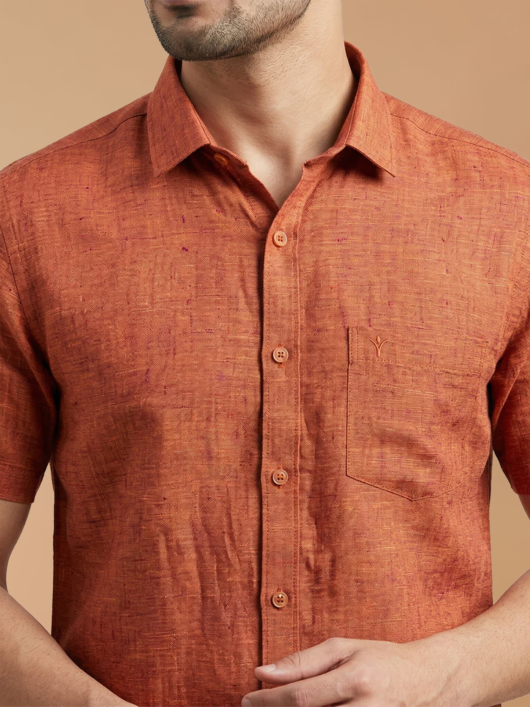 Pure Linen Strong Orange Smart Fit Shirt L90