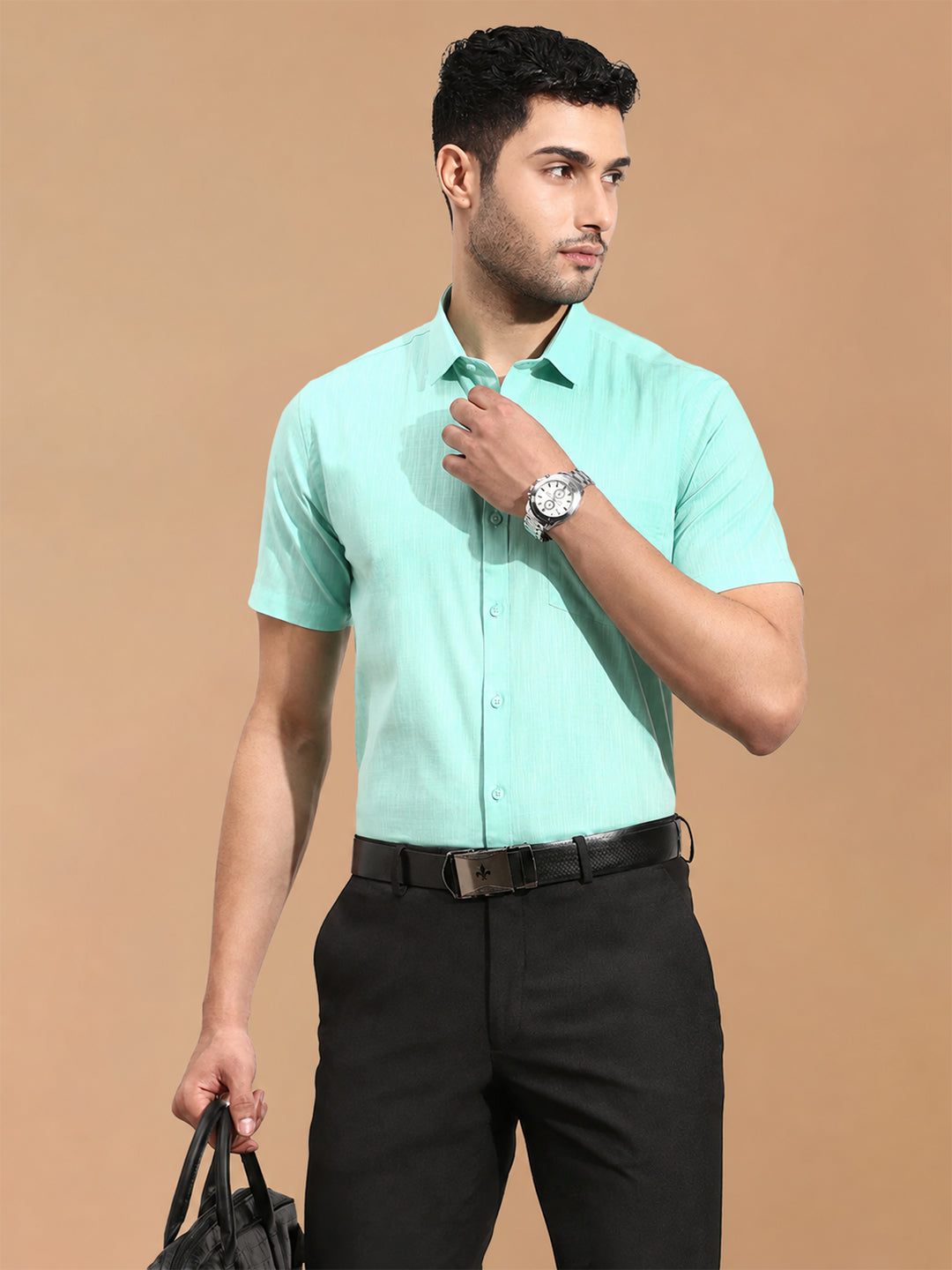 100% Cotton Vivid Cyan Smart Fit Shirt CL2 GT6