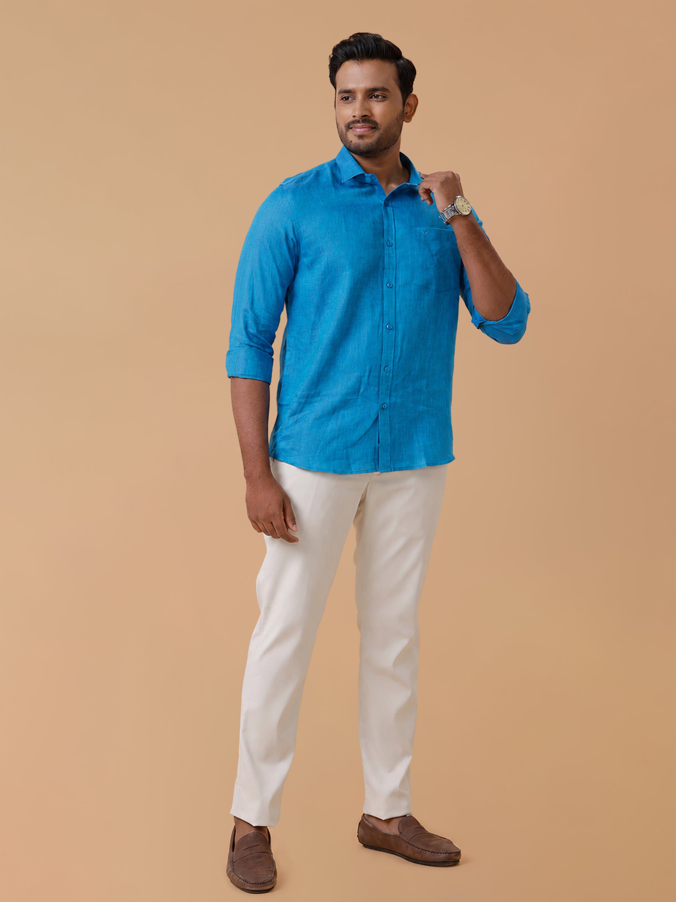 Pure Linen Bondi Blue Smart Fit Shirt L67