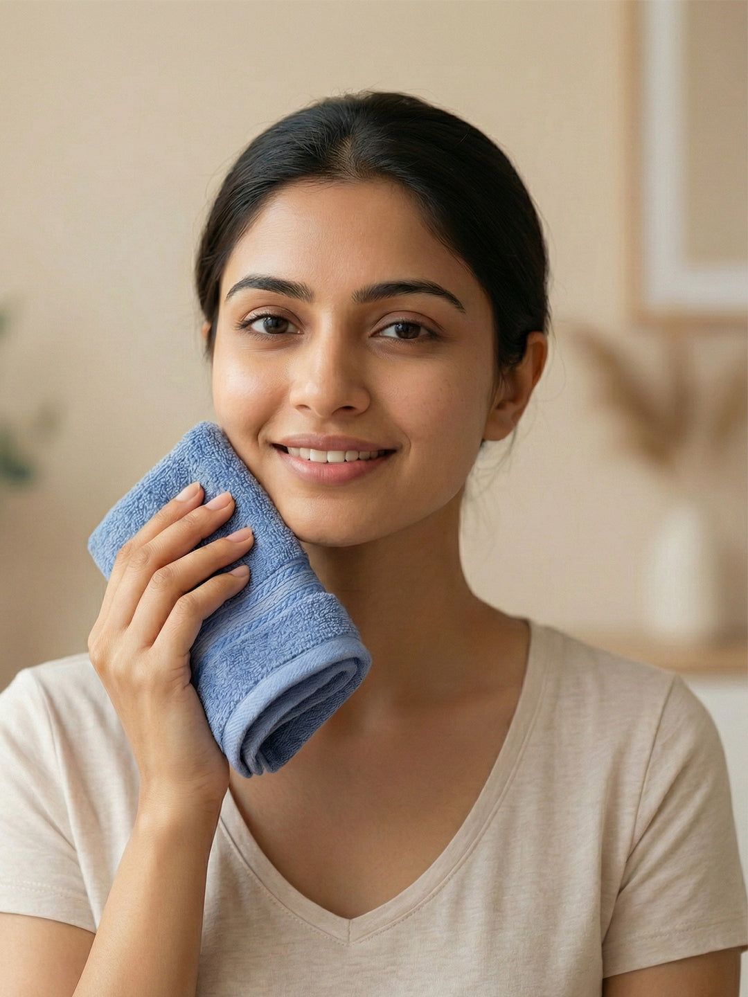 You & Me Premium Soft Terry Cotton Couple Bath, Face & Hand Towels Air Blue (Pack Of 6)