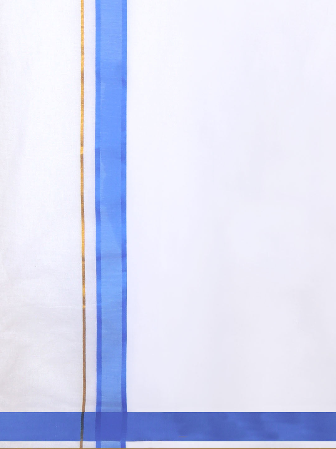 Men Cotton Blend Readymade Double Layer White Dhoti with Fancy Jari Border GFDA11