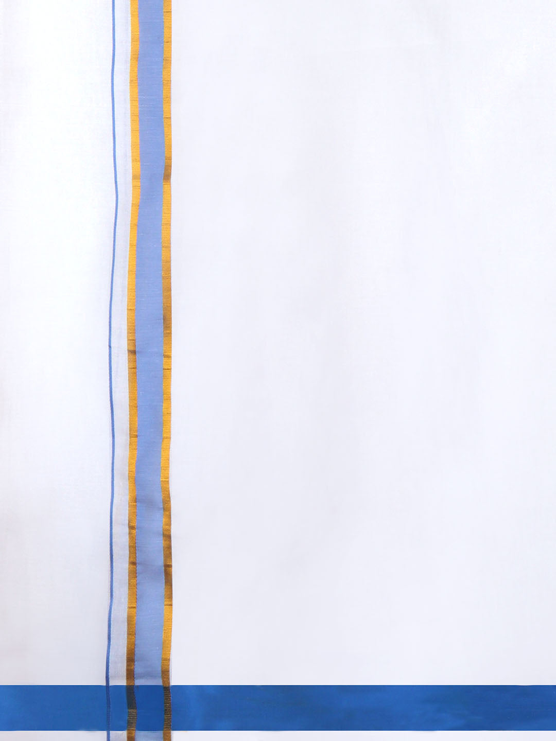 Men Cotton Blend Readymade Double Layer White Dhoti with Fancy Jari Border GFDA09