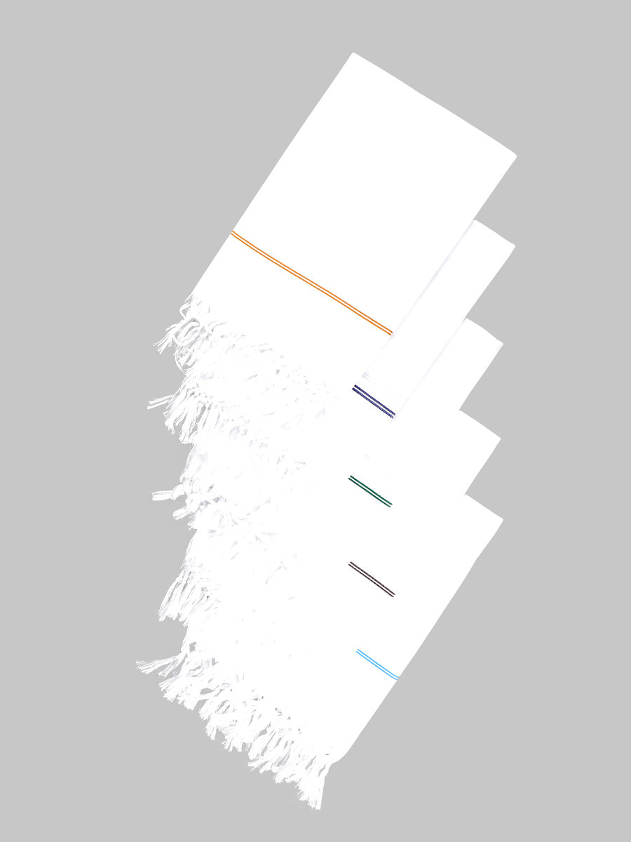 Super Fine Cotton White with Assorted Colour Border Bath Towel