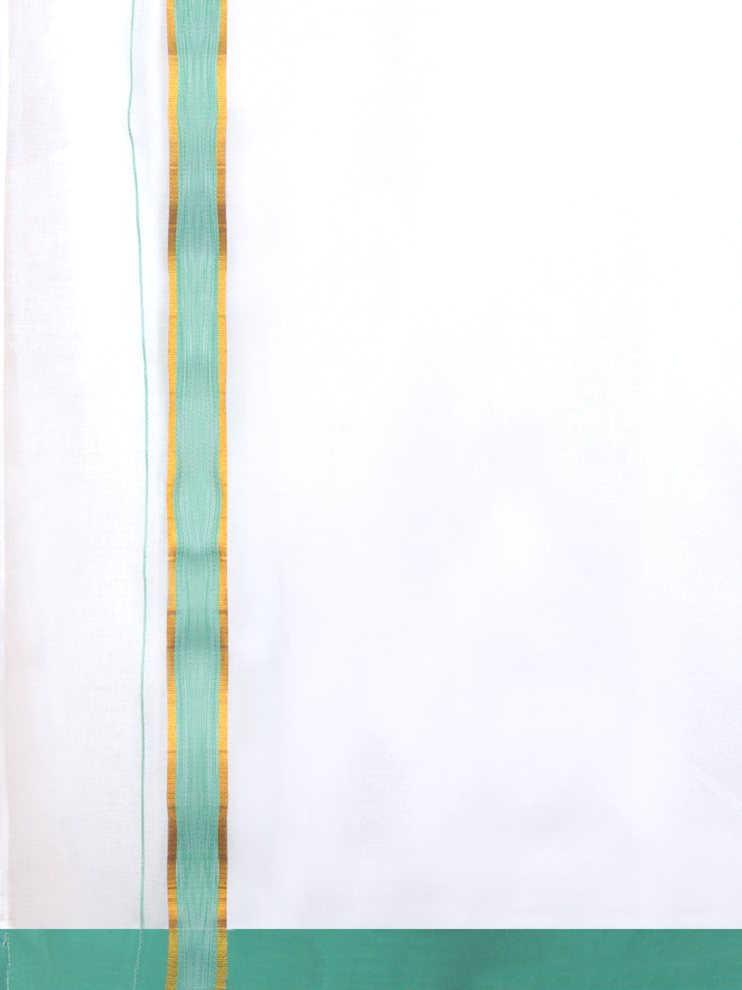 Men Cotton Blend Readymade Double Layer White Dhoti with Fancy Jari Border GFDA14