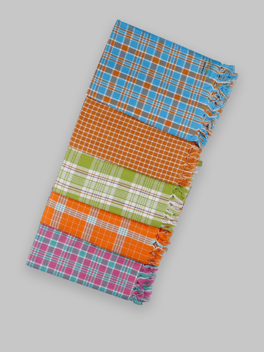 Cotton Colour Checked Bath Towel ( Pack Of 2 )-Mix Colour