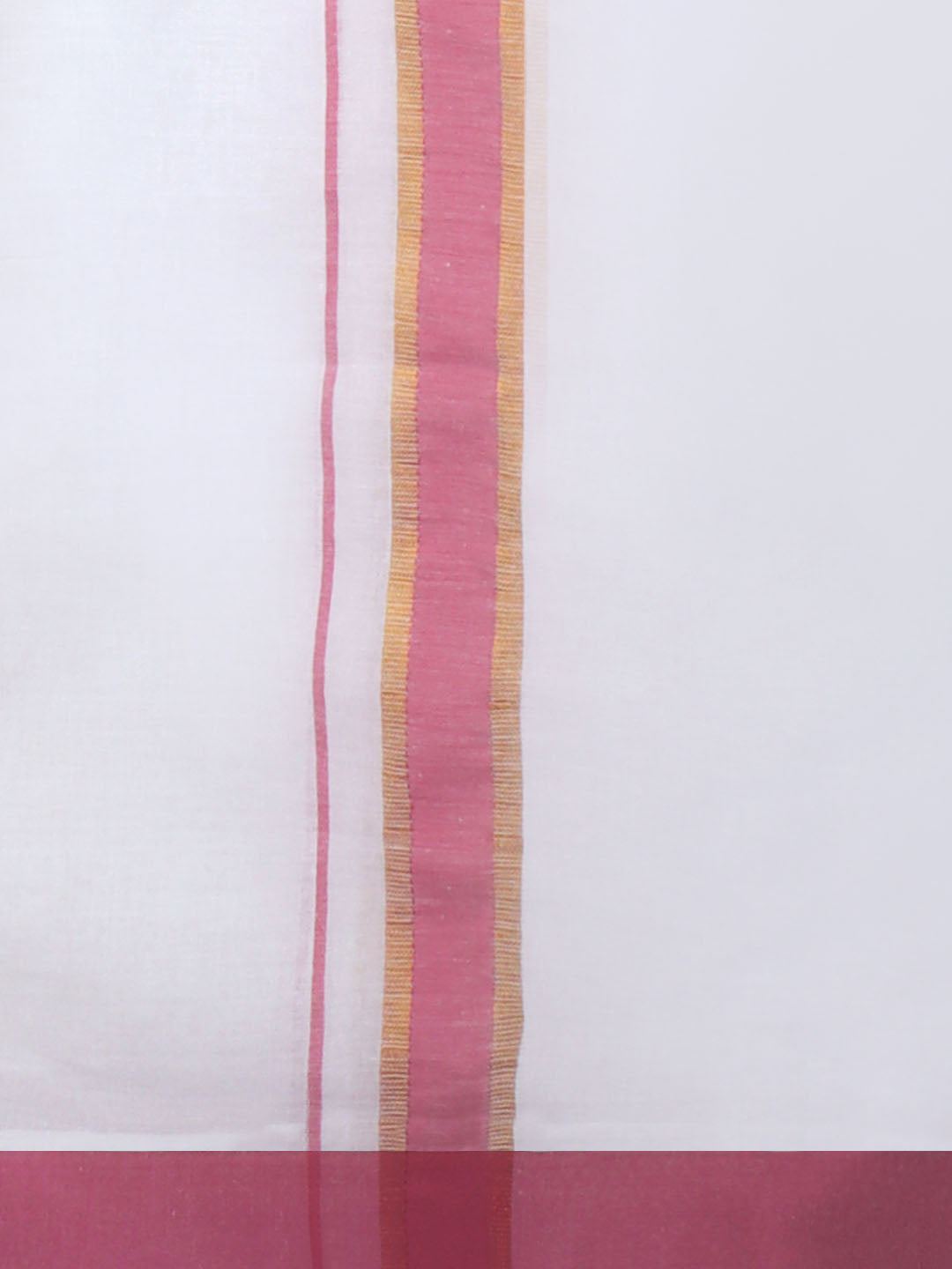 Men Cotton Blend Readymade Double Layer White Dhoti with Fancy Jari Border GFDA05