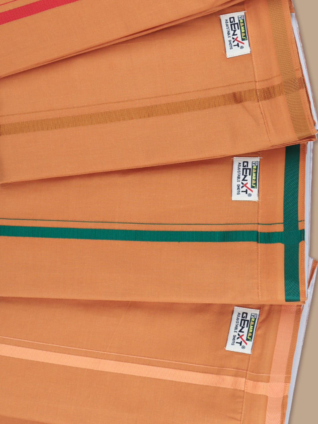 Men Assorted Border Readymade Single Layer Dhoti Kaavi