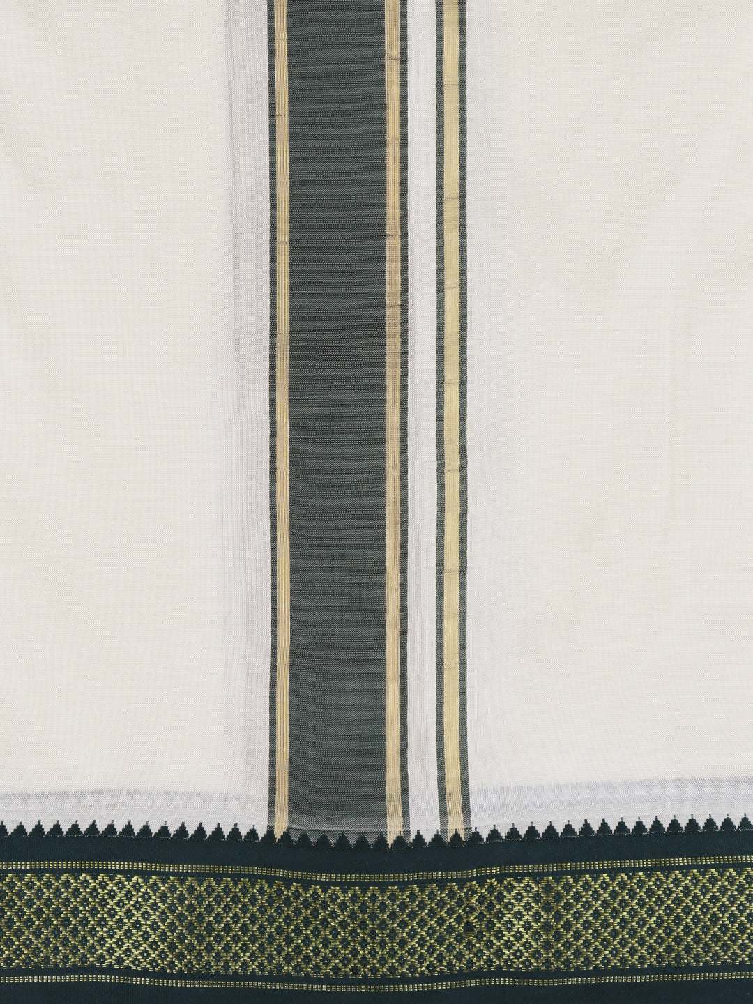 Men Art Silk Cream Panchakacham with 5 Khan Jari Pet (8*4)