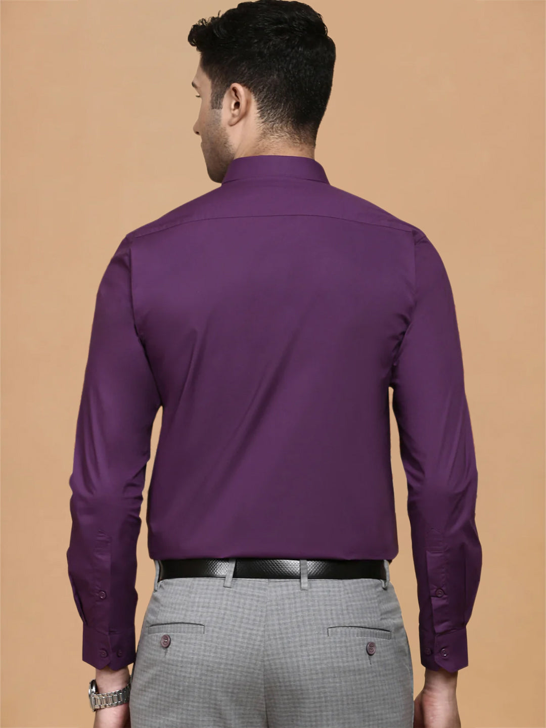 Cotton Spandex Purple 2 Way Stretch Smart Fit Shirt LY5