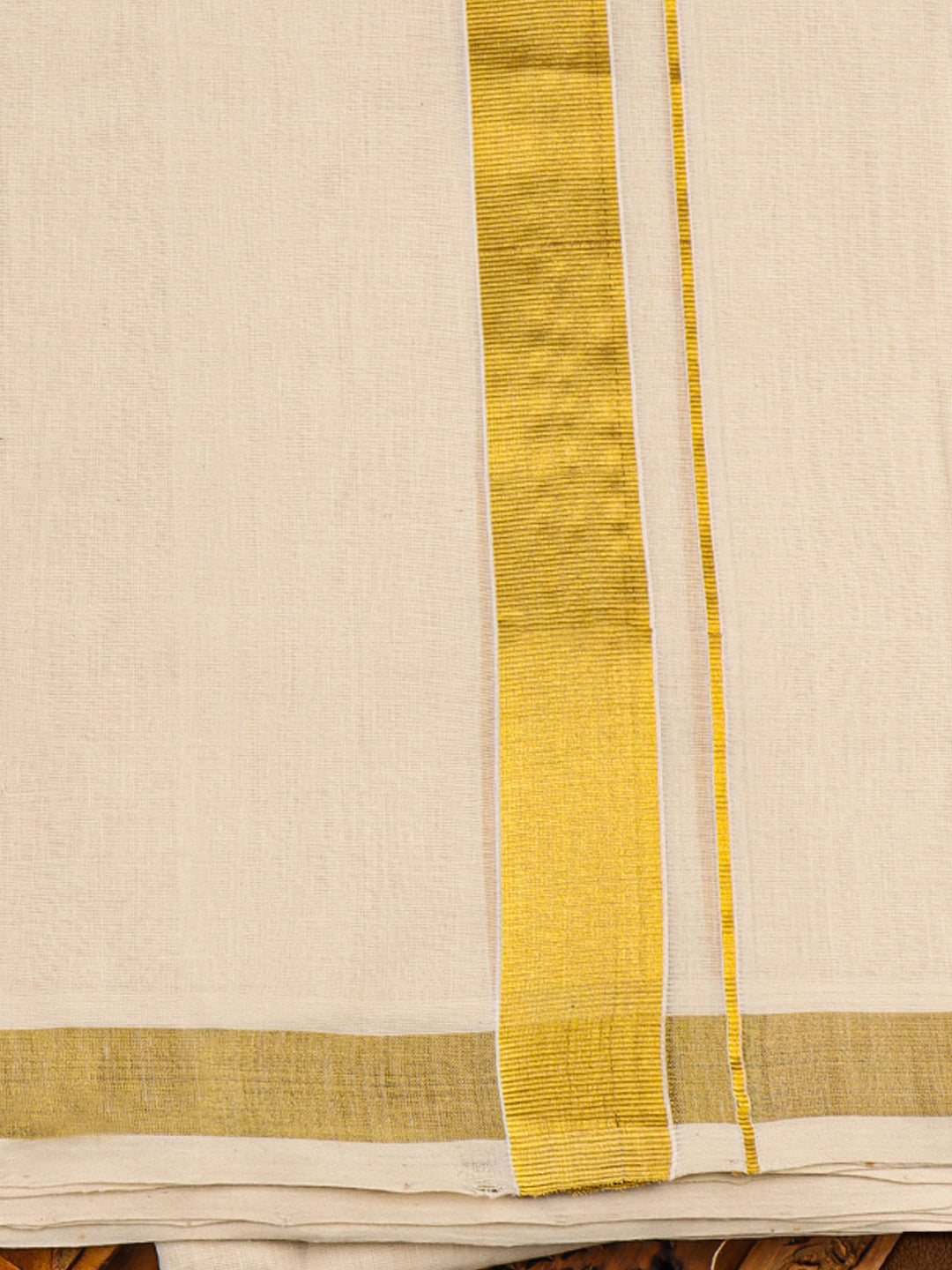 Men Premium Handloom Cream Dhoti with Jari Border HLM65