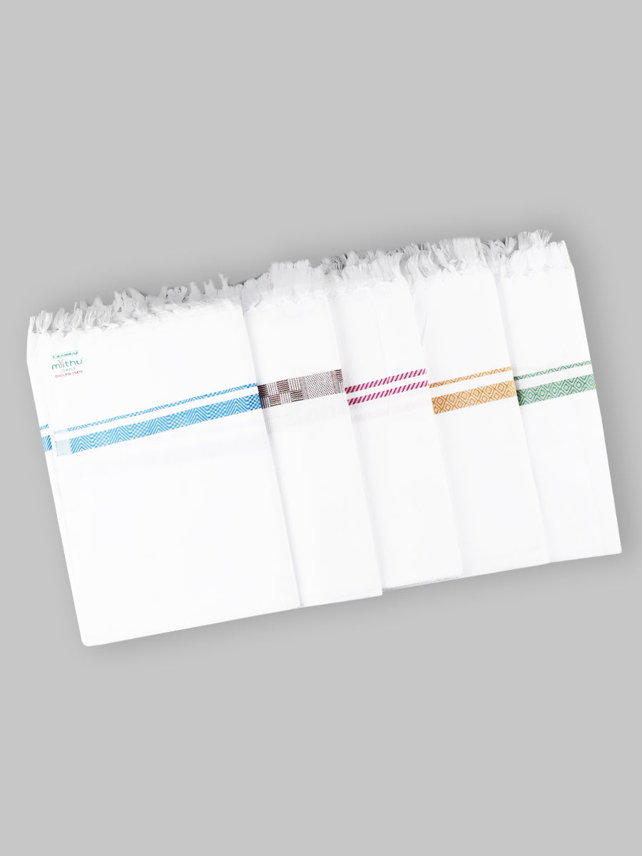 Dholpin Cotton White Bath Towel-Mix colour