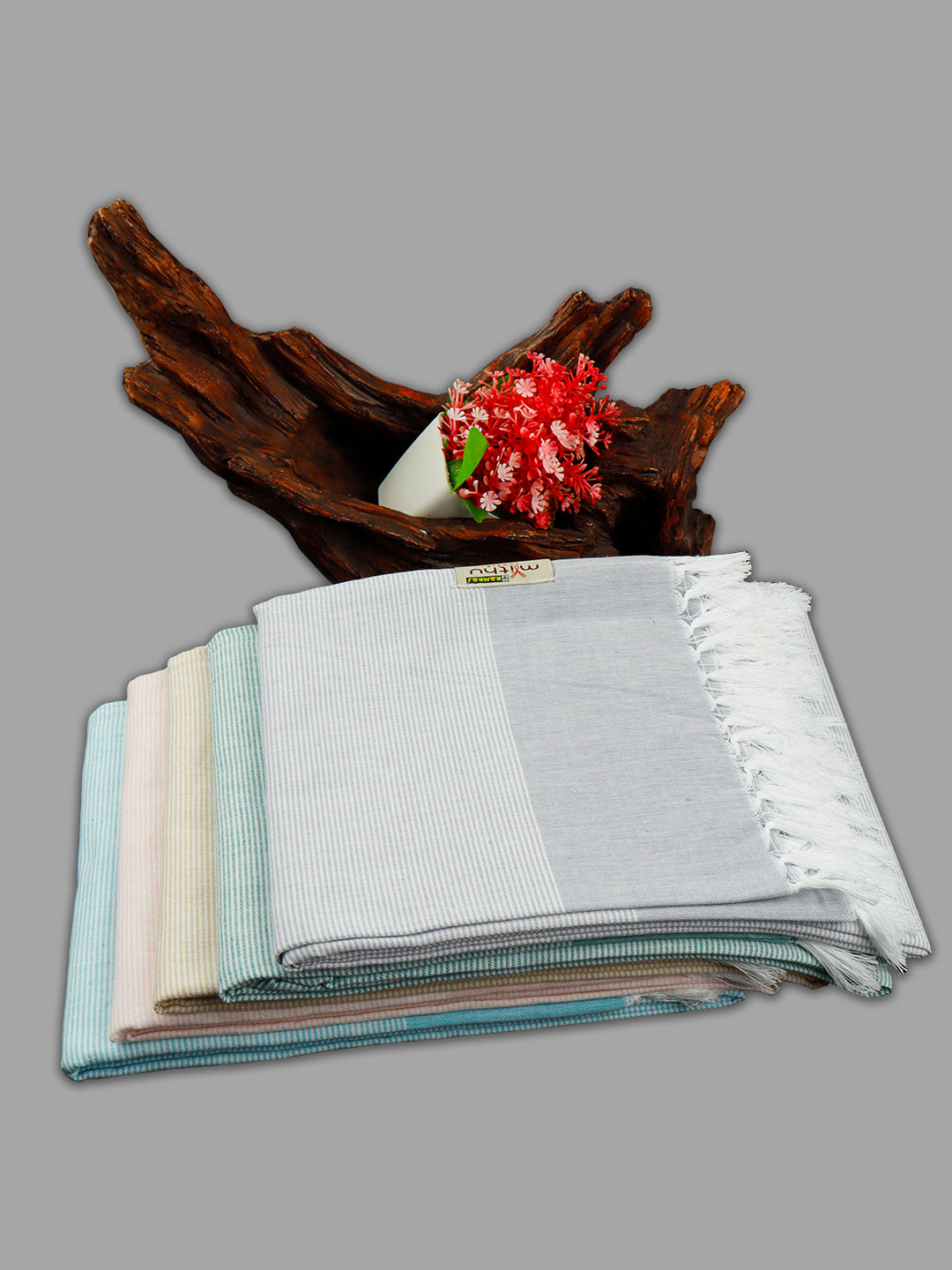 Premium Cotton Striped Bath Towel Family 1127 (Pack of 5)
