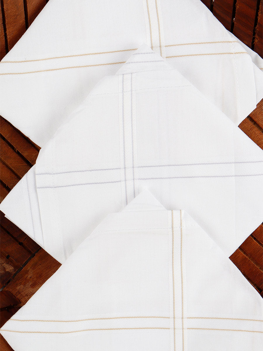 Cotton White Hand Kerchief 2700 (3 in 1)-View four