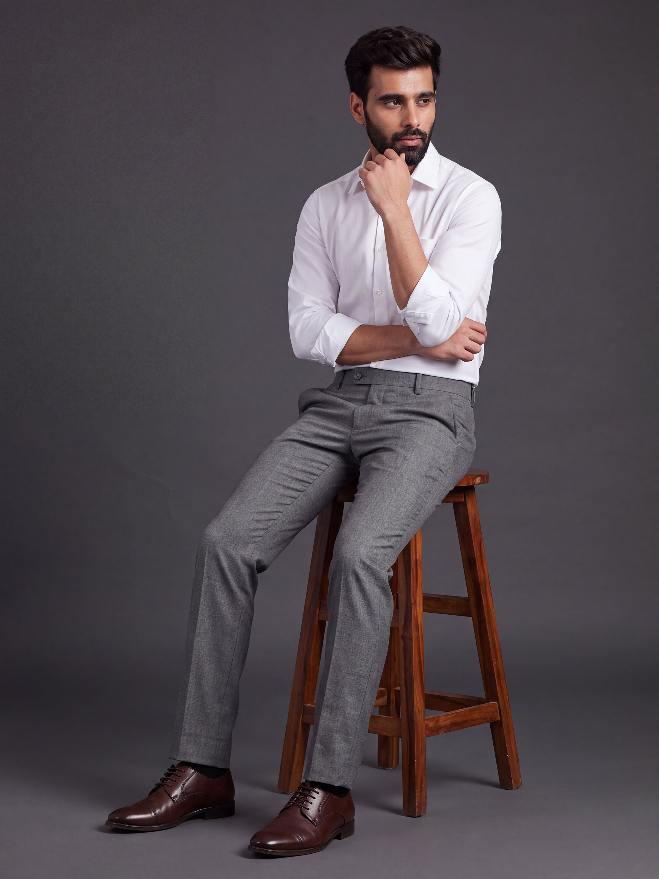 Prima Club Cotton Poly Viscose Stretchable Waistband Dark Grey Pants