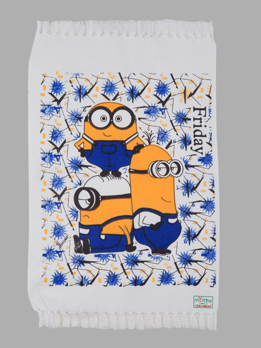 Premium Cotton White Printed Napkin / Hand Towel (Pack of 6)