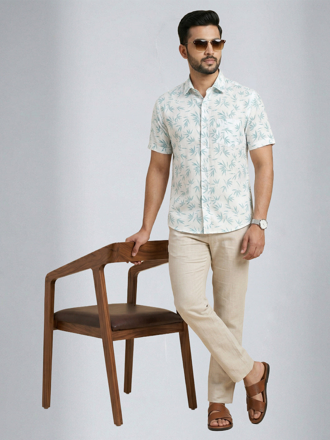 Men Cotton Rich Printed Shirt T66 APT4