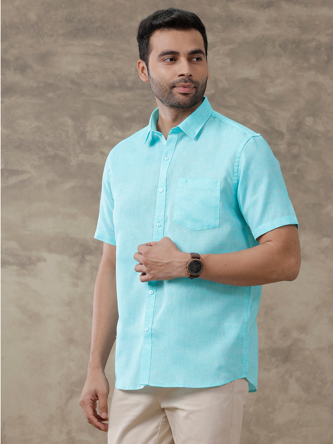 Men Cotton Blend Shirt Sky Blue T3 CV10